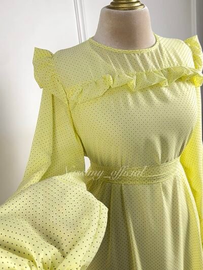 Robe mousseline cloche en jaune
