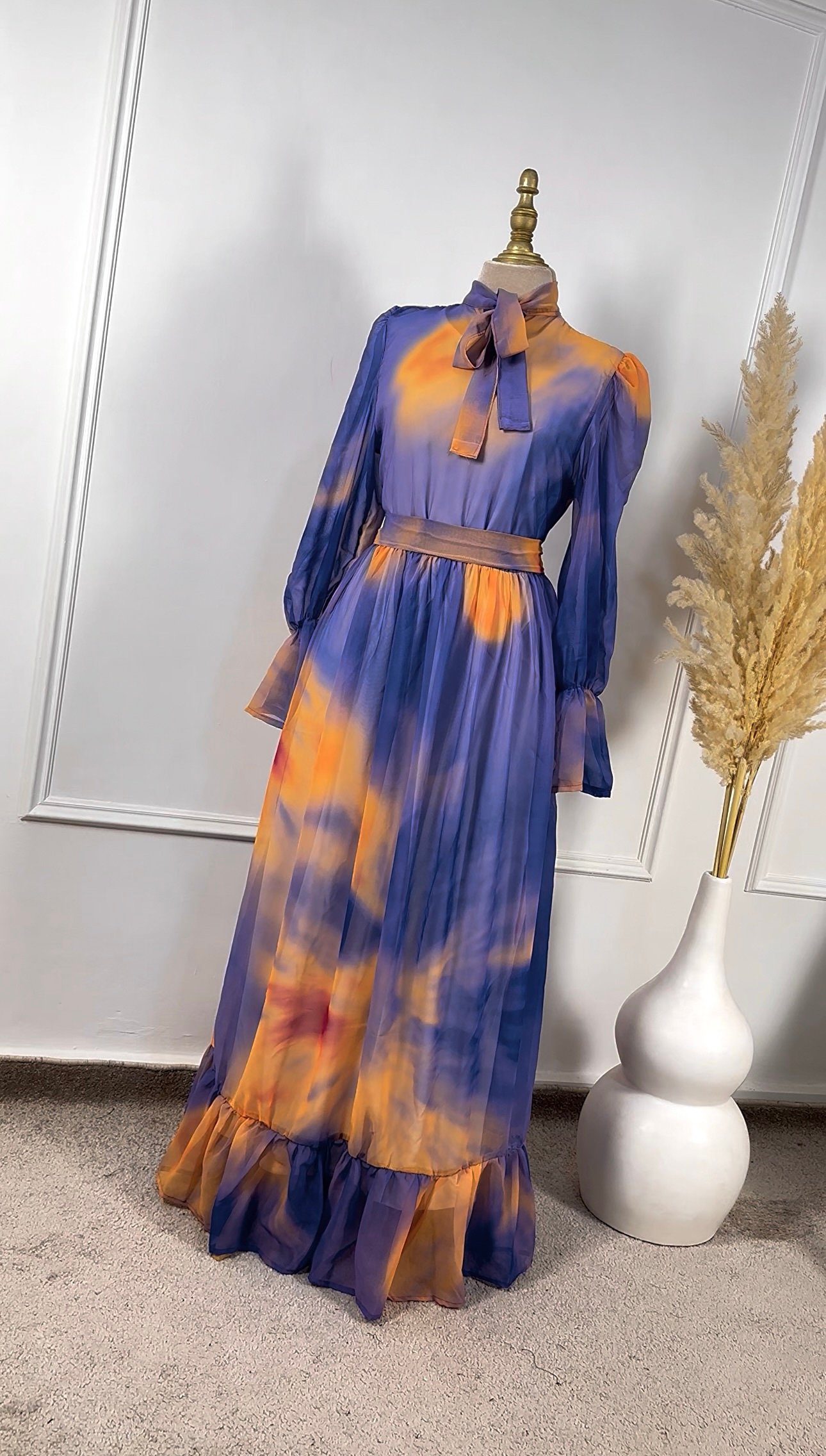 Robe cloche mauve en mousseline – Image 2
