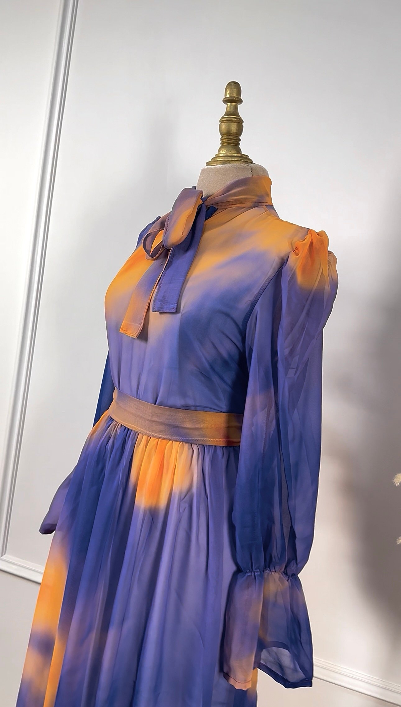Robe cloche mauve en mousseline – Image 4