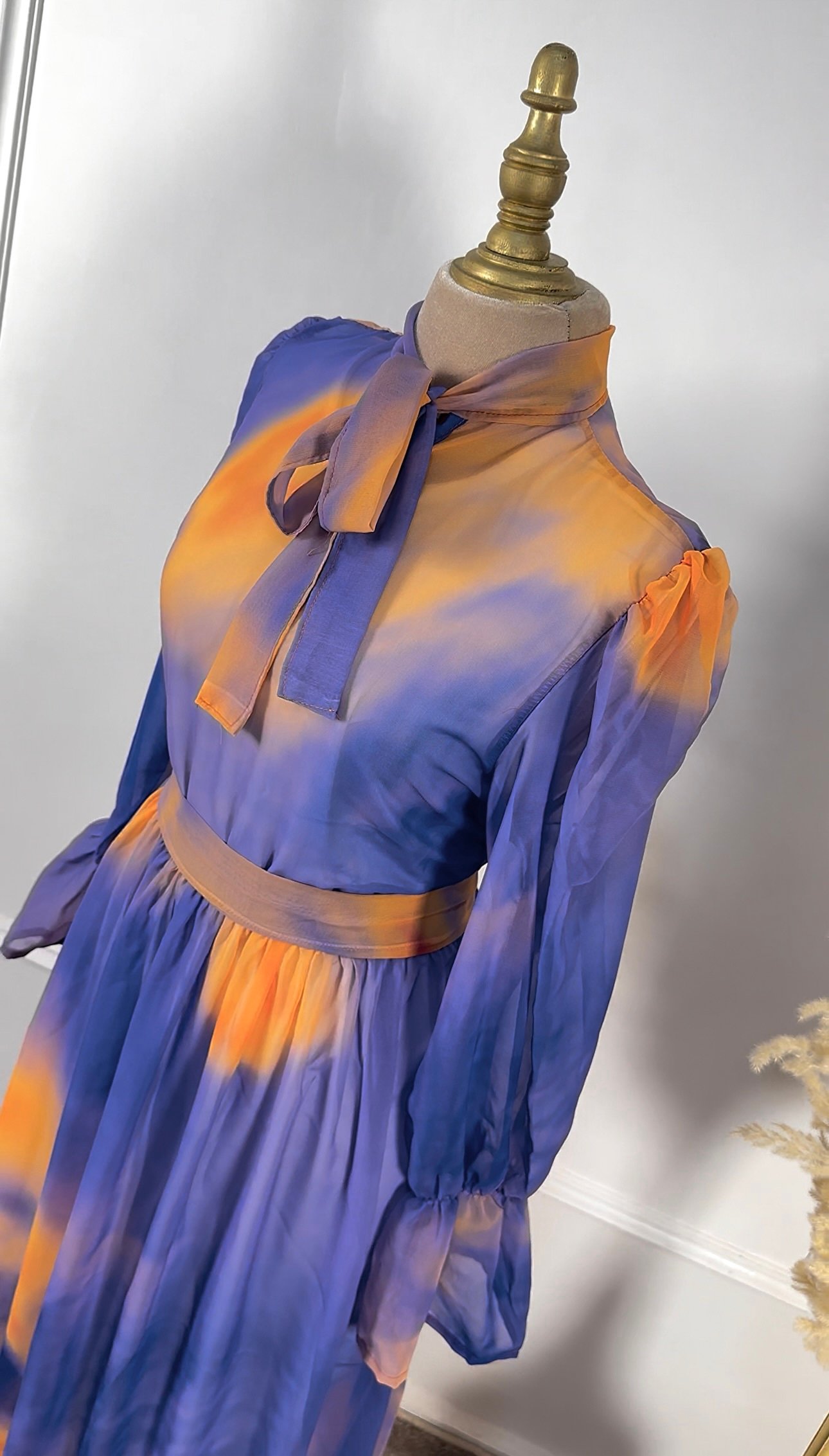 Robe cloche mauve en mousseline – Image 3