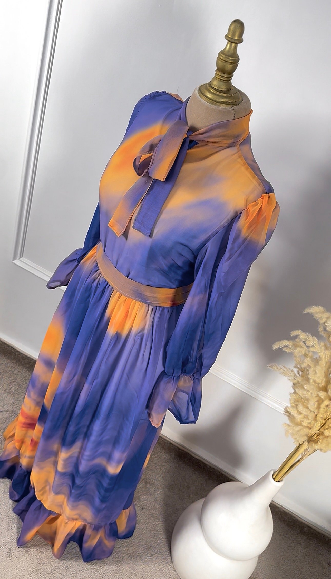 Robe cloche mauve en mousseline – Image 6