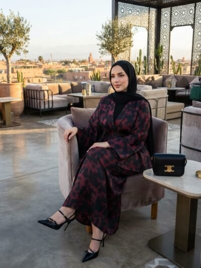 Ensemble leopard burgundy